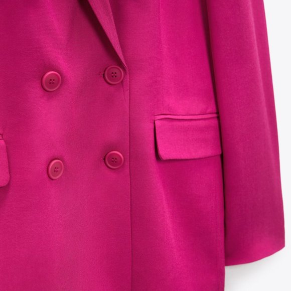 ZARA Women NEW Double Breasted FLOWY BUTTONED BLAZER FUCHSIA 2991/452 - Picture 6 of 9